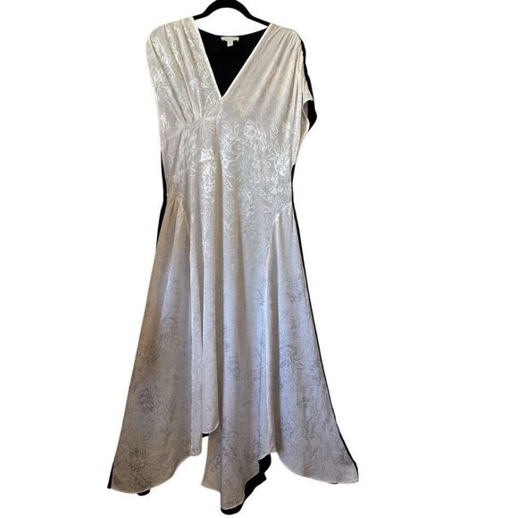 Top Shop Ivory & Black Colorblock Asymmetric Hem Maxi Dress Sz 2 Whimsygoth - Picture 7 of 15